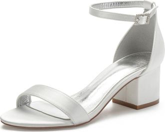 Miyoopark Comfortable Wedding Shoes for Women Block Low Heel Evening Sandals M534 Ivory UK 4.5