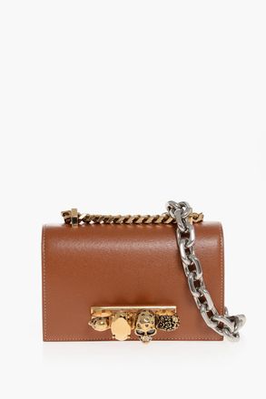 Alexander McQueen Borsa Mini JEWELLED SATCHEL in Pelle con Tracolla Chain Alexander McQueen