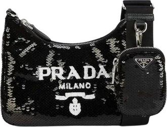 Prada Black Sequin Re-edition 2005 Shoulder Bag