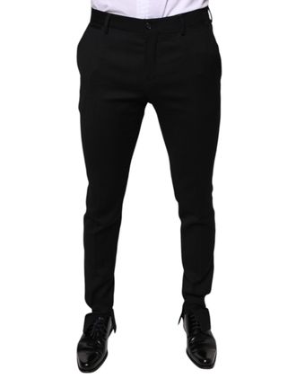 Dolce & Gabbana Mens Black Wool Skinny Formal Dress Pants Virgin Elastane