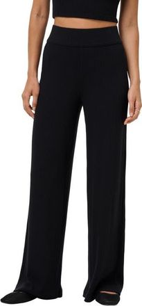 Travis Mathew Evening Retreat Rib Wide Leg Pull-On Pants in Black at Nordstrom, Size X-Small
