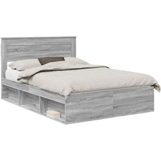 vidaXL Estructura De Cama Con Cabecera Gris Sonoma 160 X 200 Cm Vidaxl