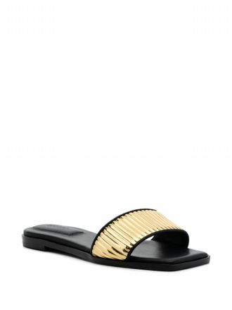 Jonathan Simkhai Womens Carter Flat Sandals In Black/gold