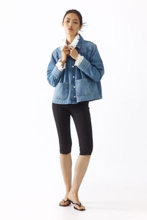 H&M Oversized Pleated Denim Jacket in Light Denim Blue at Nordstrom, Size Xx-Large