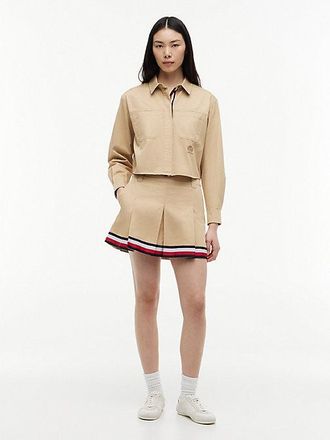Tommy Hilfiger Minifalda Global Stripe con plisado