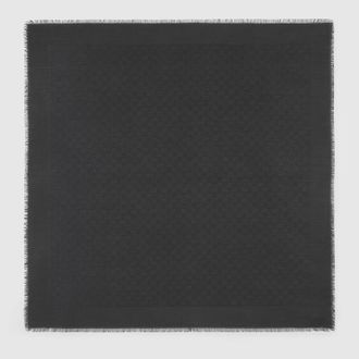 Gucci GG Silk Cotton Jacquard Shawl, Black, Silk