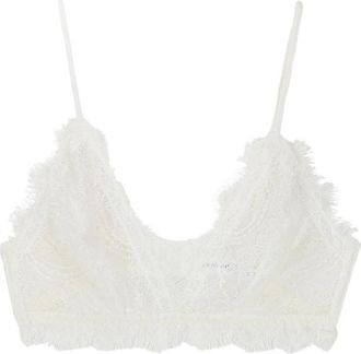 Anine Bing Lace Bra With Trim - Dames - BHs - Wit - XS - Nylon - Ondergoed