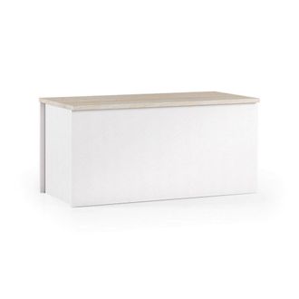 Dmora Ba&uacute;l Ditalen, Caja De Almacenamiento Multiusos Espaciosa, Cofre Moderno, 100% Made In Italy, 90x45h45 Cm, Blanco Y Roble, - Dmora
