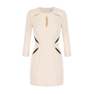 Elisabetta Franchi Short Dresses, female, Beige, Size: XS Mini Dress with Two-Tone Cut-Out