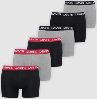 Levi's Repeat Logo Boxer Briefs 6 Pack - Mens - XL - Grey