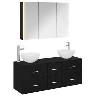 vidaXL Juego De Muebles De Ba&ntilde;o 4 Uds. Roble Negro Vidaxl