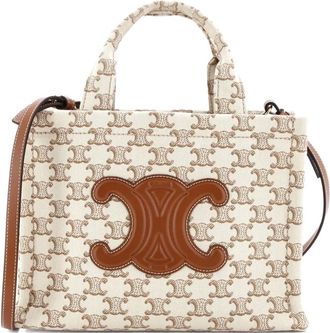 Celine Cabas Thais Triomphe Printed Canvas Small tote bag - Bruin