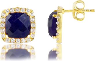 MAX + STONE 18k Gold Over Sterling Silver 4 Ct. Cushion Cut Gemstone Earrings