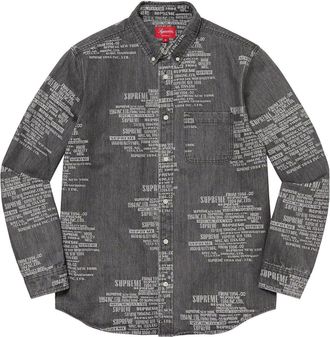 SUPREME SS23 Week15 TRADEMARK JACQUARD DENIM Shirt Black SUP-SS23-254