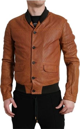 Dolce & Gabbana Leather Jassen - Heren - Leren en Su&egrave;de Jassen - Bruin - S - Leer - Jassen