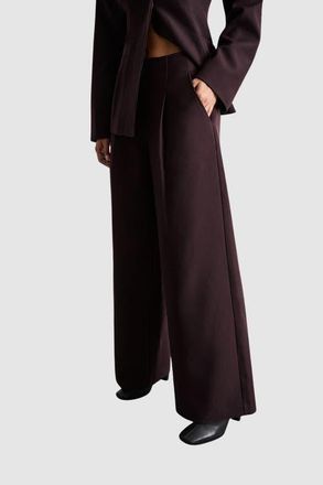 Warehouse Premium Wide Leg Tailored Trousers in Berry at Nordstrom, Size 10