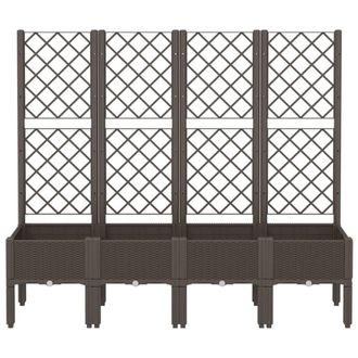 Berkfield Home Garden Planter with Trellis Brown 160x40x142 cm PP | Size: 160 x 40 x 142 cm