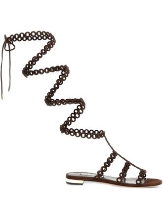Aquazzura Infinity Chain Gladiator sandals - women - Goat Skin/Goat Skin/Rubber - 37.5 - Brown
