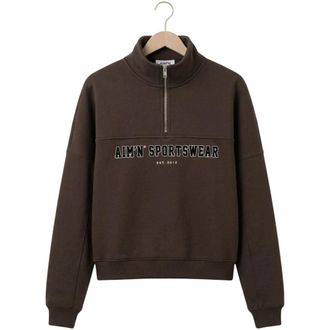 Aim'n Varsity Sweat Half Zip - Dames - Sweatshirts & Hoodies - Bruin - Maat: M