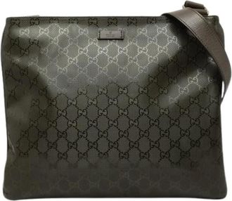 Gucci Pre-owned Canvas Crossbody Bag - Dames - Vintage Schoudertas - Bruin - ONE Size - Leer - Vintage