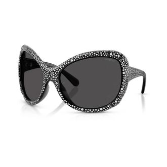 Swarovski Sunglasses, female, Black, Size: ONE SIZE Oversized Cat-eye Sunglasses