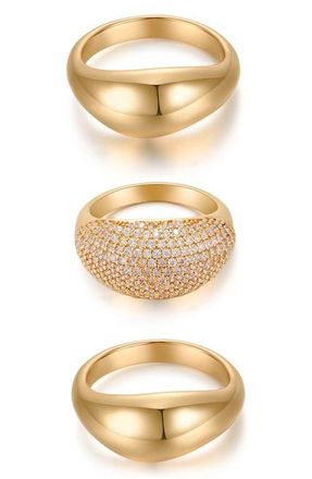Ettika Timeless Glamour Set of 3 Rings in Gold at Nordstrom, Size 9