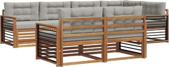 vidaXL Conjunto De Sof&aacute;s De Exterior 7 Uds. Gris Natural Y Claro Vidaxl