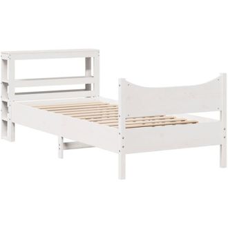 vidaXL Vidaxl - Estructura De Cama Con Cabecero Madera Pino Blanco 75x190 Cm