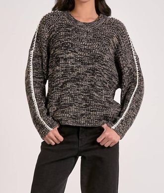Elan Crewneck Blanket Sweater In Black White