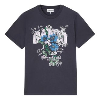 Ganni T-shirt Teddy Mushrooms - - Tops - Donna - Grigio - M