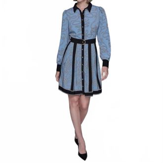 Karl Lagerfeld Rope Print Midi Shirt Dress In Blue