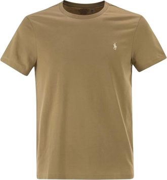 Polo Ralph Lauren Tops, Heren, Bruin, S, Katoen, Klassiek Passend T-shirt met Ronde Hals en Logo