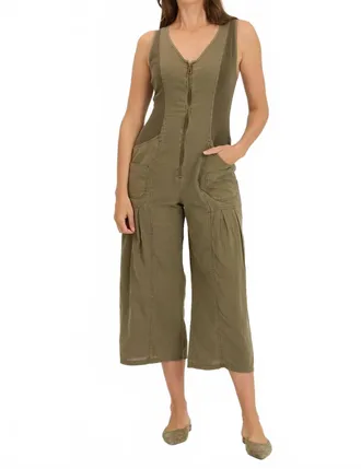 Xcvi Linen Macgowan Jumpsuit In Kombu Pigment