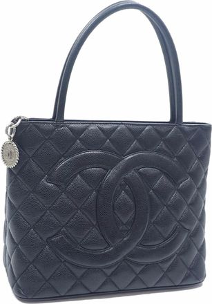 Chanel Black Grained Calfskin Tote Bag (Pre-Owned)