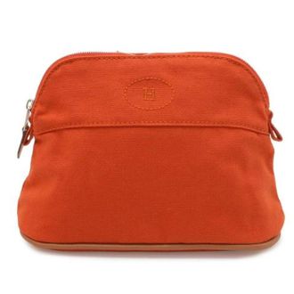 Herm&egrave;s Pre-owned Bolide Pouch 20 Canvas Leather - Dames - Pre-owned - Oranje - Maat: ONE Size Leer