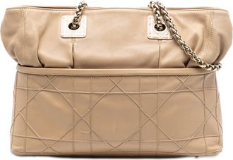 Dior Pre-owned Womens Lambskin Cannage Granville Chain Tote - Tan Leather - One Size