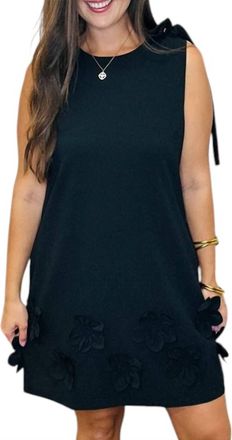 THML Clothing Sleeveless Floral Detail Dress In Black