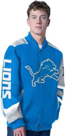 G-III Sports by Carl Banks Mens G-III Sports by Carl Banks Blue Detroit Lions Prime Time Full-Zip Racing Jacket at Nordstrom, Size Xxx-Large