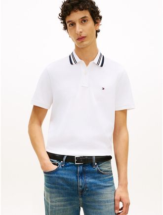 Tommy Hilfiger Mens Regular Fit Jacquard Tipped Polo - White - XXL