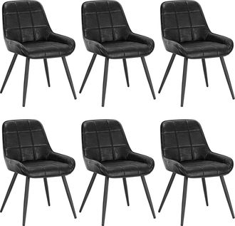 Woltu 6x Sillas De Comedor Silla Ergon&oacute;mica Con Respaldo Silla De Piel Sintetica En Estructura Metal Sillas Para Dormitorio Sal&oacute;n Comedor Y Cocina Negro - W