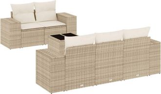 vidaXL Juego De Sof&aacute;s Jard&iacute;n Con Cojines 6 Pzas Rat&aacute;n Sint&eacute;tico Beige Vidaxl