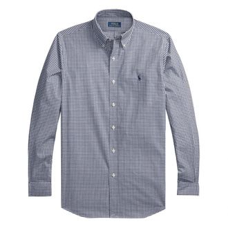 Polo Ralph Lauren Micro-Pattern Poplin Shirt - Heren - Casual Overhemden - Blauw - S - Katoen - Overhemden