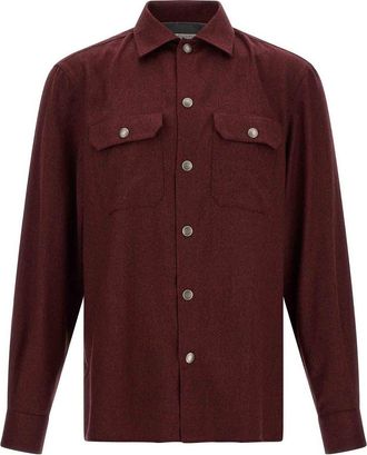 Brunello Cucinelli Burgundy Flannel Overshirt