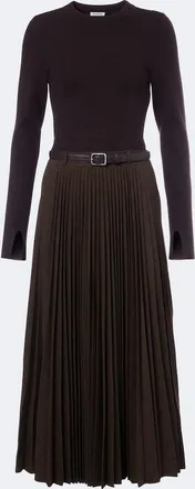 SIMKHAI Abilene checked ribbed-knit pleated midi dress