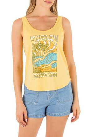 Hurley Splash Scoop Hem Cotton Graphic Tank Top in Banana Cream at Nordstrom, Size X-Large