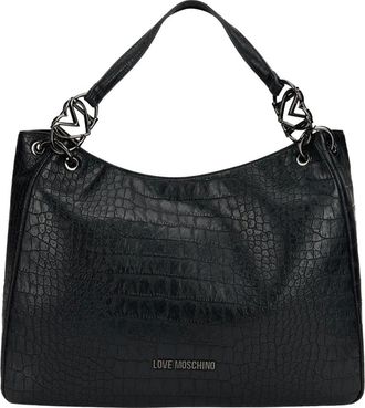 Love Moschino Bolso Tote con Logo y Estampado de Cocodrilo - Bags - Mujer - Negro - ONE SIZE