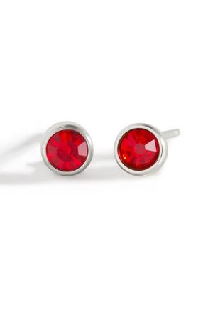 Mint & Lily Birthstone Bezel Studs in Silver /January Garnet at Nordstrom