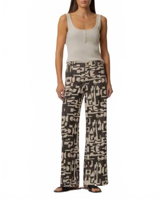 Kut from the Kloth Meg Linen Wide Leg Pant In Chocolate