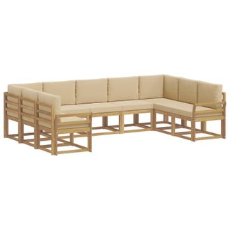 vidaXL Conjunto De Sof&aacute;s De Exterior Con Coj&iacute;n 9 Pcs Y Beige Vidaxl