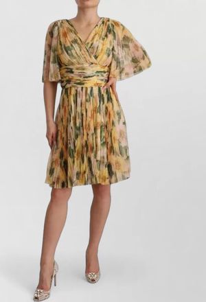 Dolce & Gabbana silk floral print pleated maxi dress